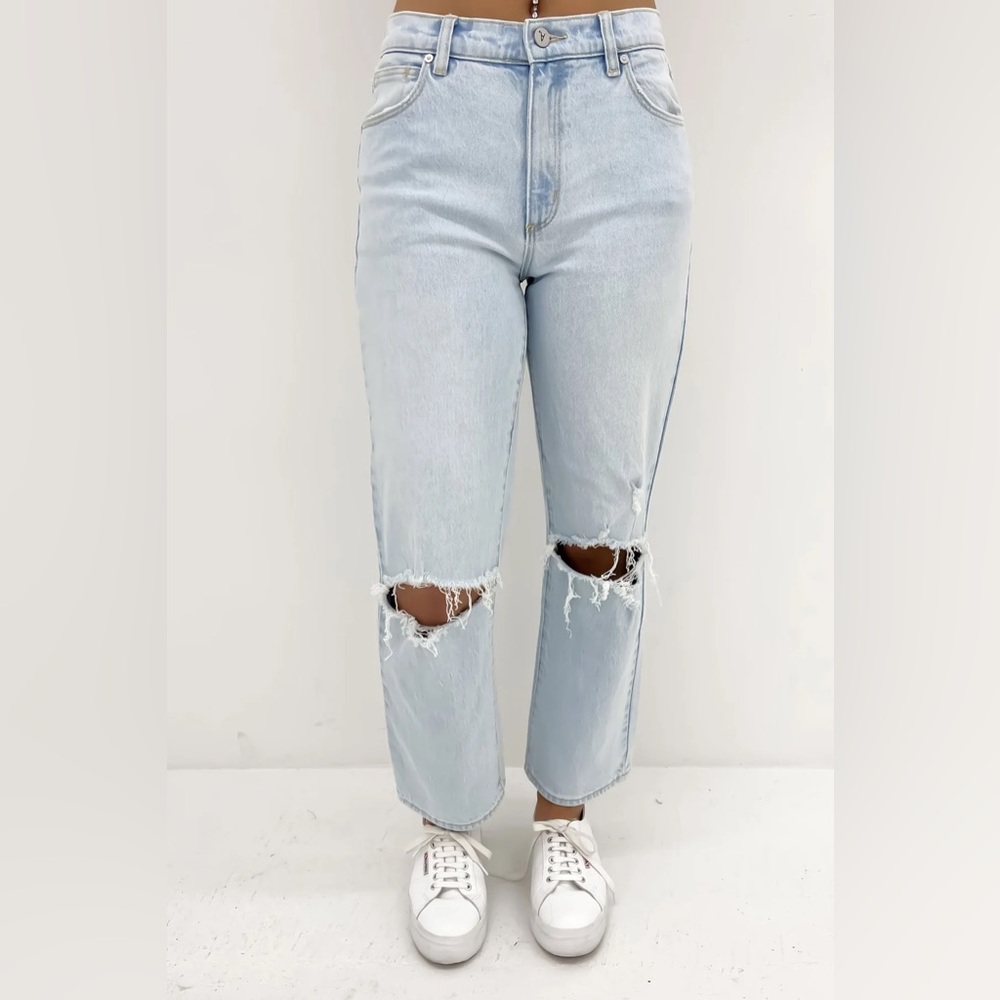 ABRAND 95 MID STRAIGHT CROP FAYE RIP LIGHT VINTAGE BLUE